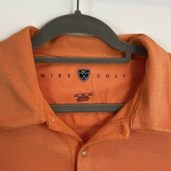 Nike Polo Shirt Mens Size XL Orange Golf Collared Logo Short Sleeve Textured - Picture 6 of 8